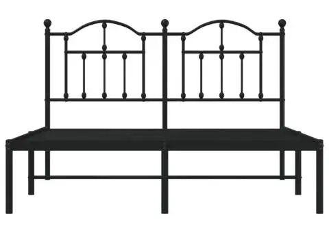Cadru de pat metalic cu tăblie, negru, 140x190 cm - 5/5