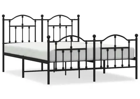 Cadru pat metalic cu tăblie de cap/picioare, negru, 140x200 cm - 2/5