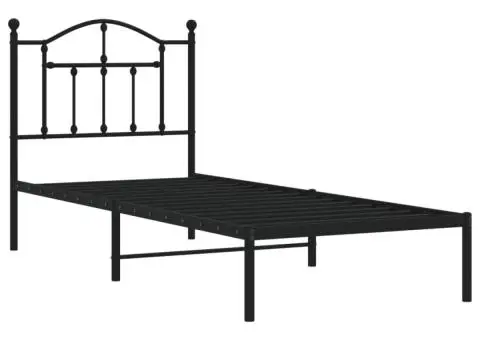 Cadru pat metalic cu tăblie, negru, 90x200 cm - 4/5