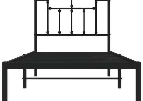 Cadru pat metalic cu tăblie, negru, 90x200 cm - 5/5