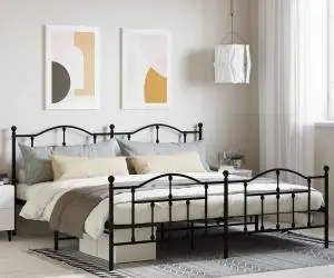 vidaXL Cadru pat metalic cu tăblii de cap/picioare, negru, 200x200 cm