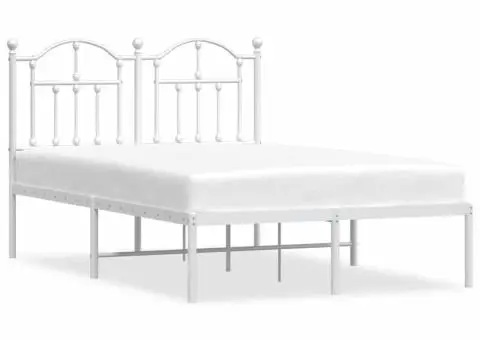 Cadru de pat metalic cu tăblie, alb, 120x190 cm - 2/5