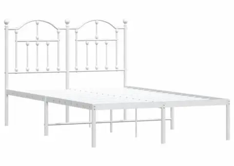Cadru de pat metalic cu tăblie, alb, 120x190 cm - 3/5