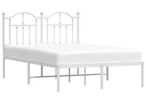 Cadru de pat metalic cu tăblie, alb, 120x190 cm - 4/5