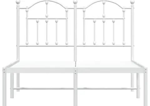 Cadru de pat metalic cu tăblie, alb, 120x190 cm - 5/5