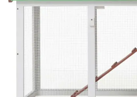 Cușcă mare exterior pt. iepuri, maro și alb, 145x45x84 cm, lemn - 5/5