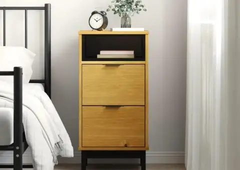 Noptieră FLAM, 40x35x80 cm, lemn masiv de pin - 1/5