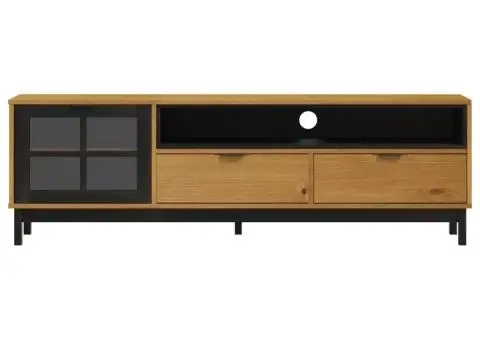 Comodă TV cu ușă din sticlă „FLAM” 158x40x50 cm, lemn masiv pin - 5/5