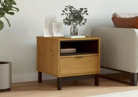 Masă laterală "FLAM" 50x50x50 cm, lemn masiv de pin - 1/5