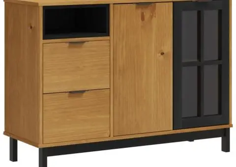 Servantă cu ușă din sticlă „FLAM”, 110x40x80 cm, lemn masiv pin - 2/5