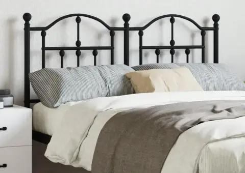 Tăblie de pat metalică, negru, 120 cm - 1/5