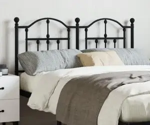 vidaXL Tăblie de pat metalică, negru, 120 cm