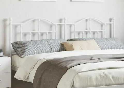 Tăblie de pat metalică, alb, 160 cm - 1/5