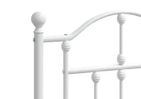 Tăblie de pat metalică, alb, 160 cm - 5/5