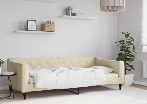 Pat de zi, crem, 90x200 cm, material textil - 1/5