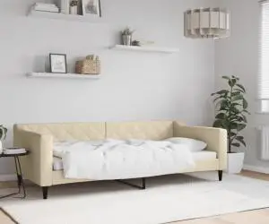 vidaXL Pat de zi, crem, 90x200 cm, material textil