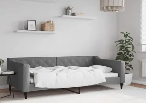 Cadru de pat, gri închis, 100 x 200 cm, material textil - 1/5