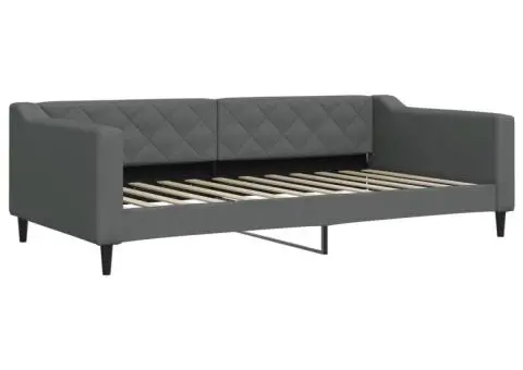 Cadru de pat, gri închis, 100 x 200 cm, material textil - 2/5