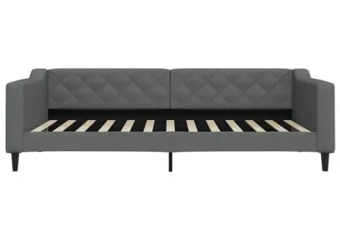 Cadru de pat, gri închis, 100 x 200 cm, material textil - 3/5