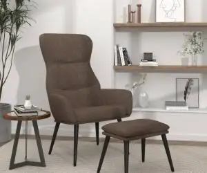 vidaXL Scaun de relaxare cu taburet, gri taupe, textil