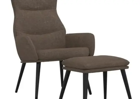 Scaun de relaxare cu taburet, gri taupe, textil - 2/5