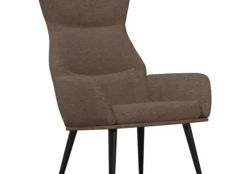 Scaun de relaxare cu taburet, gri taupe, textil - 3/5