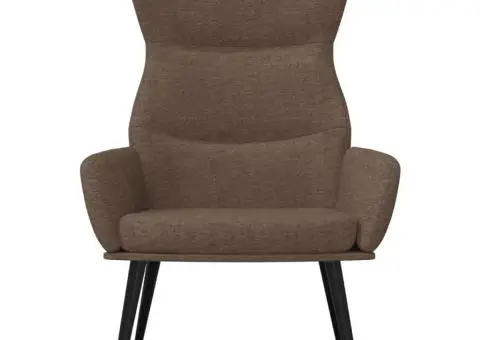 Scaun de relaxare cu taburet, gri taupe, textil - 4/5