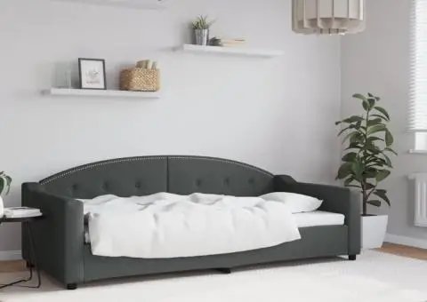 Pat de zi, gri închis, 90x200 cm, material textil - 1/5