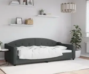 vidaXL Pat de zi, gri închis, 90x200 cm, material textil