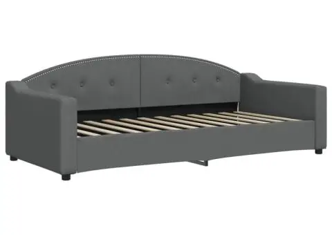 Pat de zi, gri închis, 90x200 cm, material textil - 2/5