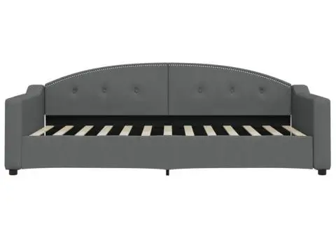 Pat de zi, gri închis, 90x200 cm, material textil - 3/5