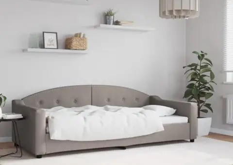 Pat de zi, gri taupe, 90x200 cm, material textil - 1/5