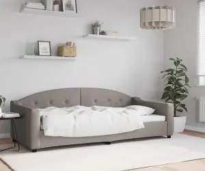vidaXL Pat de zi, gri taupe, 90x200 cm, material textil