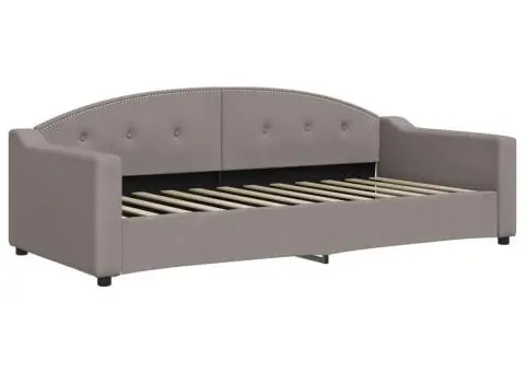 Pat de zi, gri taupe, 90x200 cm, material textil - 2/5