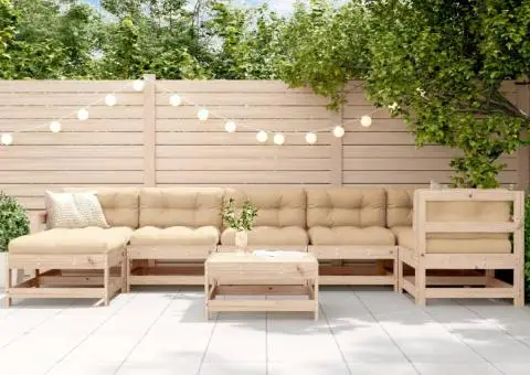 Set mobilier de grădină cu perne, 8 piese, lemn masiv - 1/5