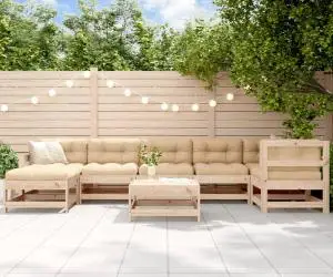 vidaXL Set mobilier de grădină cu perne, 8 piese, lemn masiv