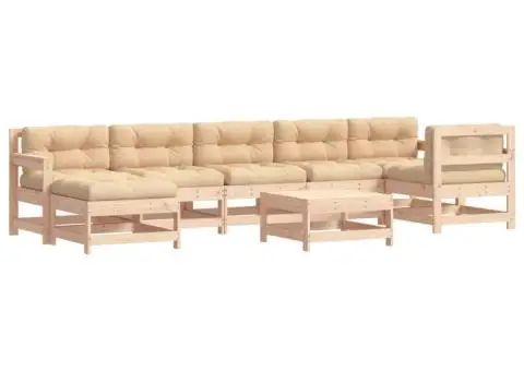Set mobilier de grădină cu perne, 8 piese, lemn masiv - 2/5