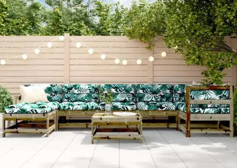 Set mobilier de grădină cu perne, 8 piese, lemn de pin tratat - 1/5