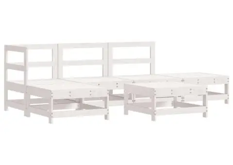 Set mobilier relaxare grădină&perne 6 piese alb lemn masiv pin - 3/5