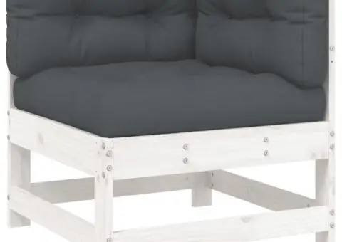 Set mobilier relaxare grădină&perne 6 piese alb lemn masiv pin - 4/5