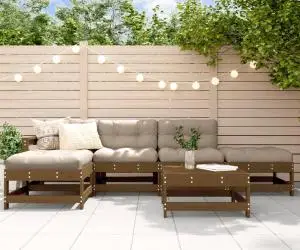 vidaXL Set mobilier grădină cu perne, 6 piese, maro miere, lemn masiv