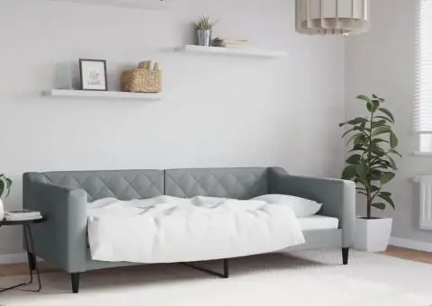 Cadru de pat, gri deschis, 90x190 cm, material textil - 1/5