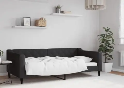 Cadru de pat, negru, 90x190 cm, material textil - 1/5