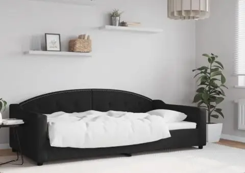 Cadru de pat, negru, 100 x 200 cm, material textil - 1/5