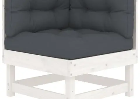 Set mobilier de grădină cu perne, 7 piese, alb, lemn masiv - 5/5