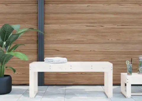 Bancă de grădină, alb, 110x38x45 cm, lemn masiv de pin - 1/5