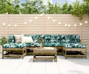 vidaXL Set mobilier de grădină cu perne, 7 piese, lemn de pin tratat