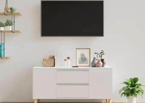 Comodă TV, alb extralucios, 102x44,5x50 cm, lemn prelucrat - 3/5