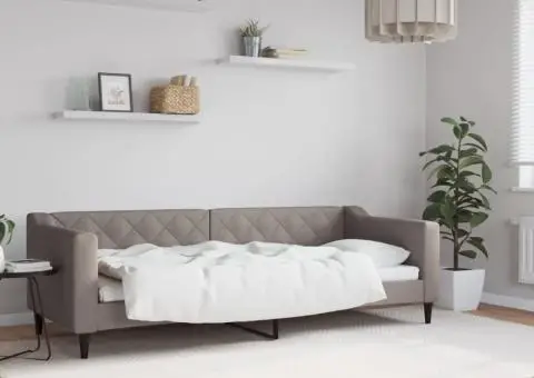 Pat de zi, gri taupe, 80x200 cm, material textil - 1/5