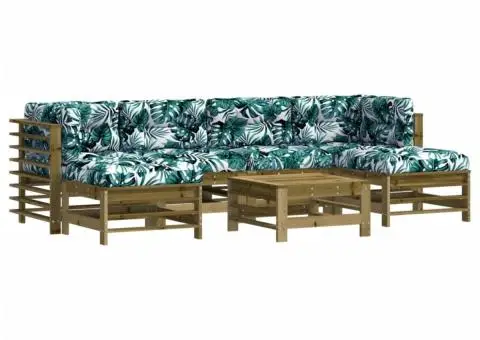 Set mobilier de grădină cu perne, 7 piese, lemn de pin tratat - 2/5